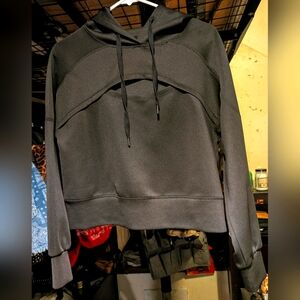 Elfshe Women's Black Cropped Cutout Hoodie